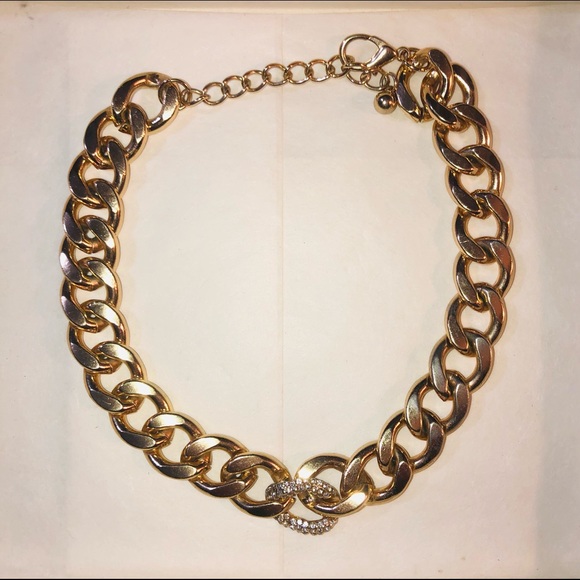 Gold Large Cuban Curb Link Chain Necklace Drop Earrings Rhinestone 15-18” Boho - Picture 11 of 14